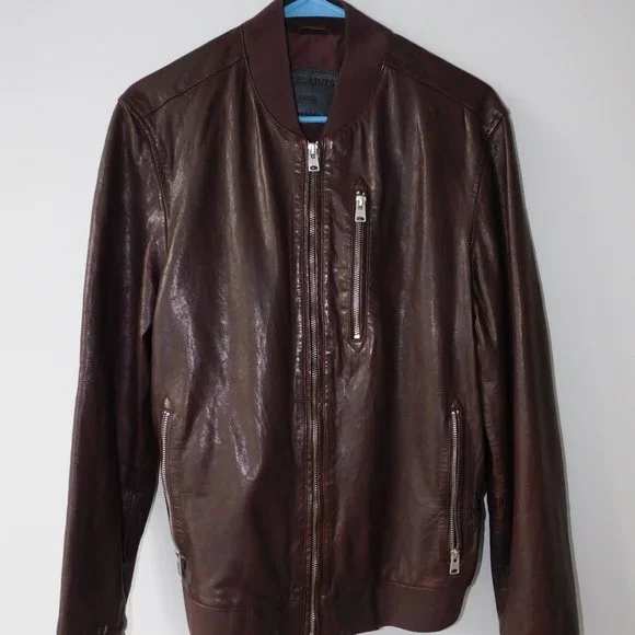 Oxblood All Saints Harrington Jacket All Saints BUCK Leather